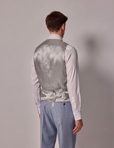 Pale Blue Sharkskin Tailored Italian Waistcoat - 1913 Collection