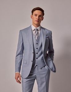 Pale Blue Sharkskin Tailored Italian Waistcoat - 1913 Collection