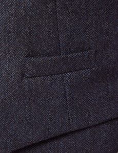 Blue Merino Herringbone Tweed Slim Suit Vest - 1913 Collection-preview2