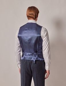 Blue Merino Herringbone Tweed Slim Suit Vest - 1913 Collection-preview3