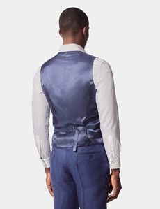 Tailored Fit Royal Blue Semi Plain 1913 Linen Waistcoat