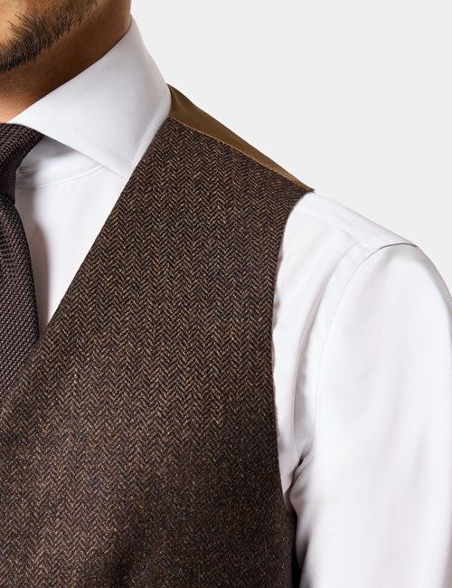 Slim Fit Brown Herringbone 1913 Suit Jacket