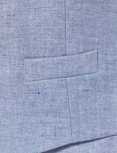 Light Blue Linen Herringbone Tailored Fit Italian Waistcoat – 1913 Collection-preview2