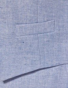 Light Blue Linen Herringbone Tailored Fit Italian Waistcoat – 1913 Collection-preview2
