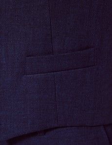 Royal Blue Herringbone Linen Tailored Fit Italian Vest - 1913 Collection-preview2