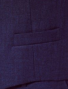 Royal Blue Herringbone Linen Tailored Fit Italian Vest - 1913 Collection-preview2