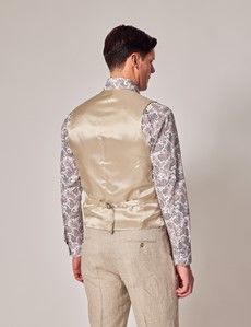 Natural Linen Herringbone Tailored Italian Vest - 1913 Collection-preview4