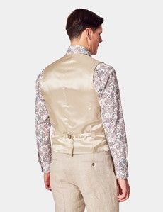 Tailored Fit Natural Linen Herringbone 1913 Vest-preview3