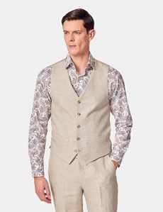 Tailored Fit Natural Linen Herringbone 1913 Vest