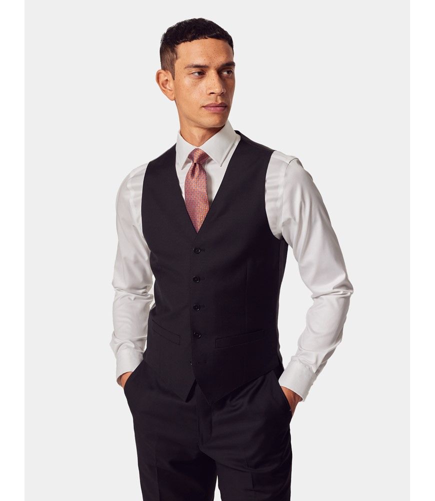トップス RIBBON TWILL VEST (CHARCOAL) Men's Black Twill Vest