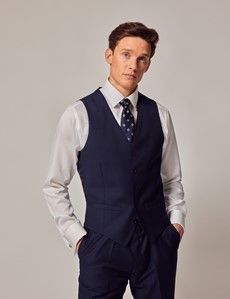 Dark Blue Twill Slim Vest
