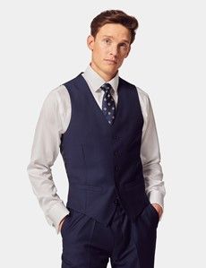 Dark Blue Twill Slim Vest