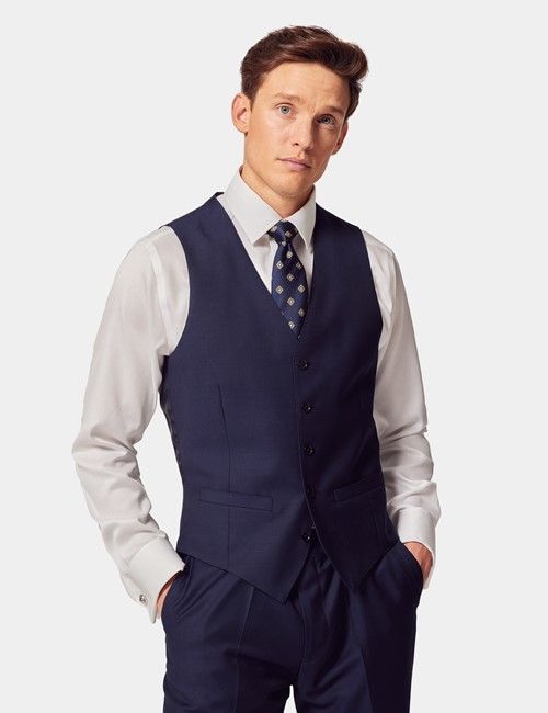 Dark Blue Twill Slim Vest