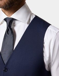 Slim Fit Dark Blue Twill Waistcoat
