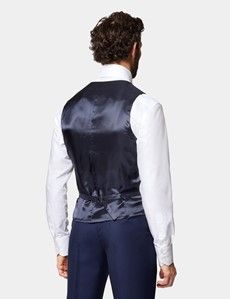 Slim Fit Dark Blue Twill Waistcoat