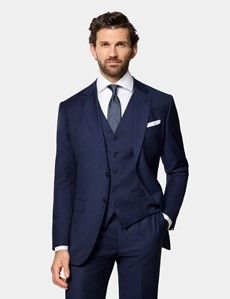 Slim Fit Dark Blue Twill Waistcoat