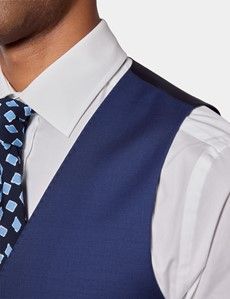 Slim Fit Royal Blue Twill Waistcoat
