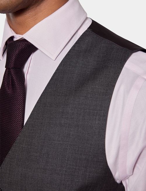 Slim Fit Charcoal Twill Suit Vest-preview