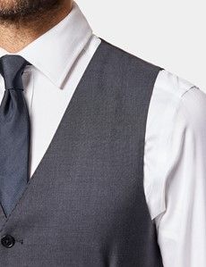 Slim Fit Charcoal Twill Suit Waistcoat