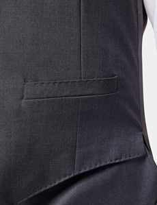 Slim Fit Charcoal Twill Suit Waistcoat