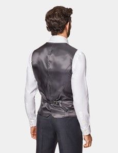 Slim Fit Charcoal Twill Suit Waistcoat