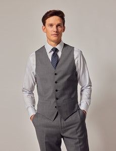Mid Grey Twill Vest