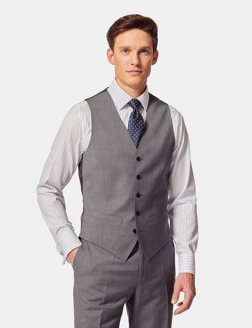 Mid Grey Twill Vest