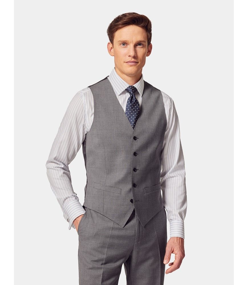 Men's Mid Grey Twill Vest