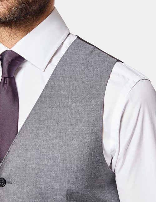 Slim Fit Mid Grey Twill Suit Trousers