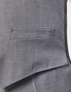 Slim Fit Mid Grey Twill Waistcoat