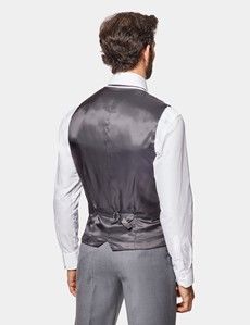 Slim Fit Mid Grey Twill Waistcoat