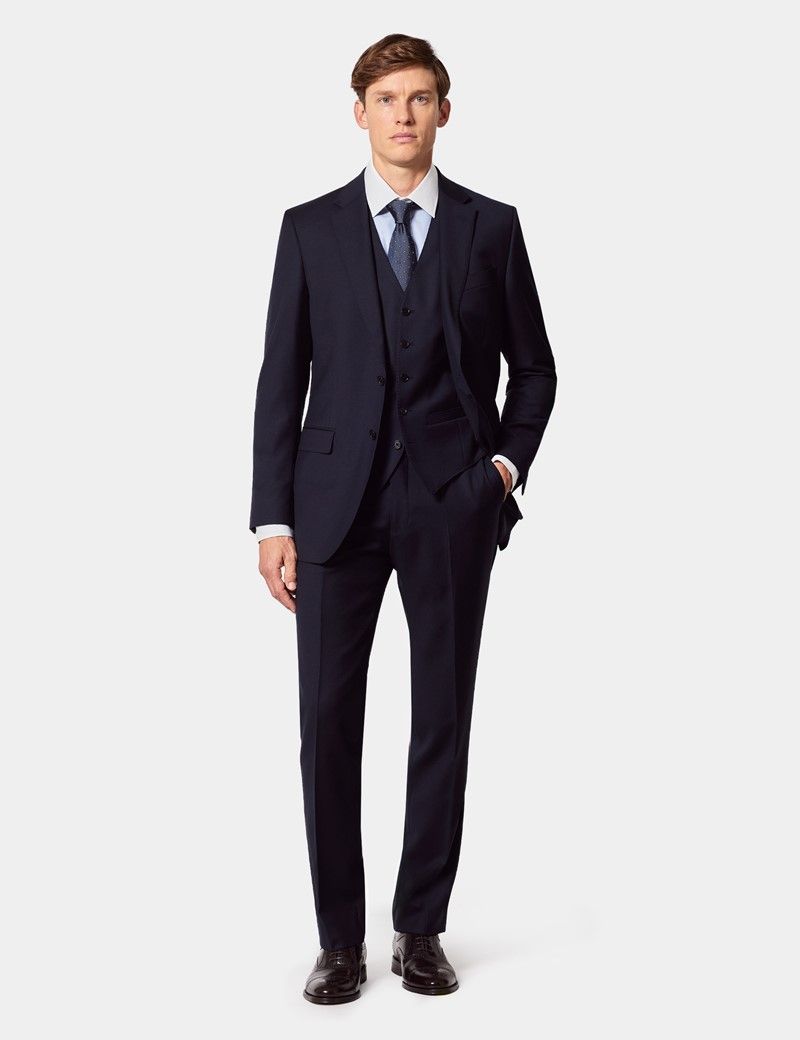 Slim Fit Navy Twill Waistcoat thumbnail 6
