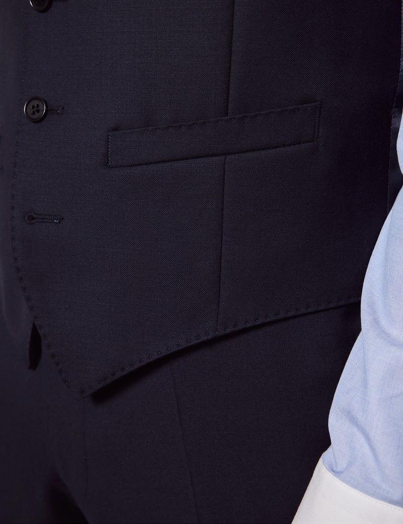 Slim Fit Navy Twill Waistcoat thumbnail 4