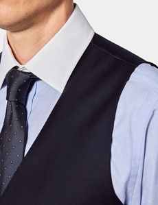Slim Fit Navy Twill Waistcoat