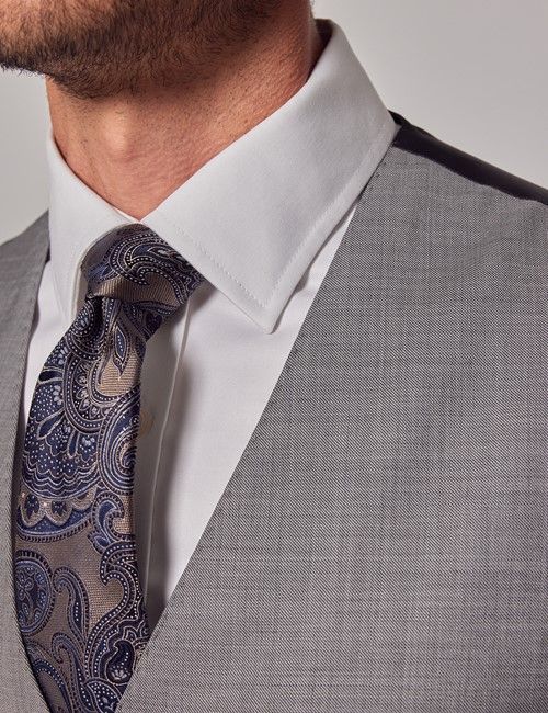 Light Grey Twill Slim Suit Vest-preview
