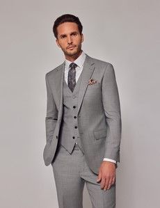 Light Grey Twill Slim Suit Vest-preview4