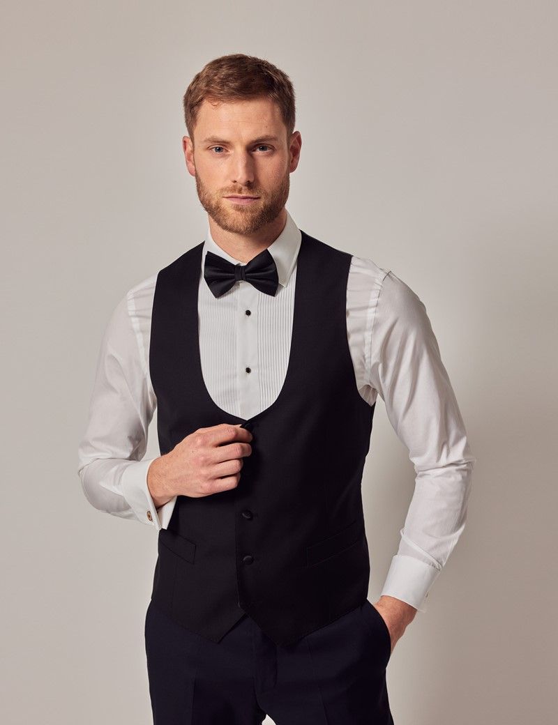 Black dress shirt with vest fashion