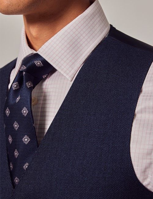 Dark Blue Birdseye Slim Waistcoat-preview