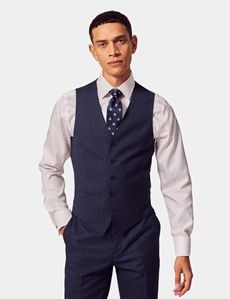 Dark Blue Birdseye Slim Waistcoat