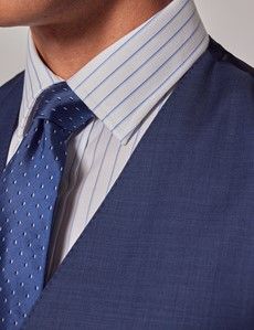 Mid Blue Sharkskin Slim Fit Vest-preview1