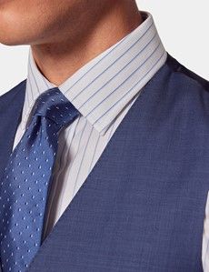 Mid Blue Sharkskin Slim Fit Vest-preview1