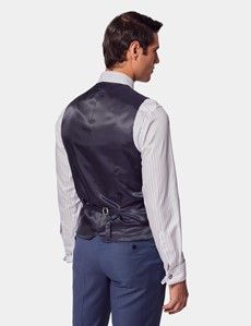 Mid Blue Sharkskin Slim Fit Vest-preview3