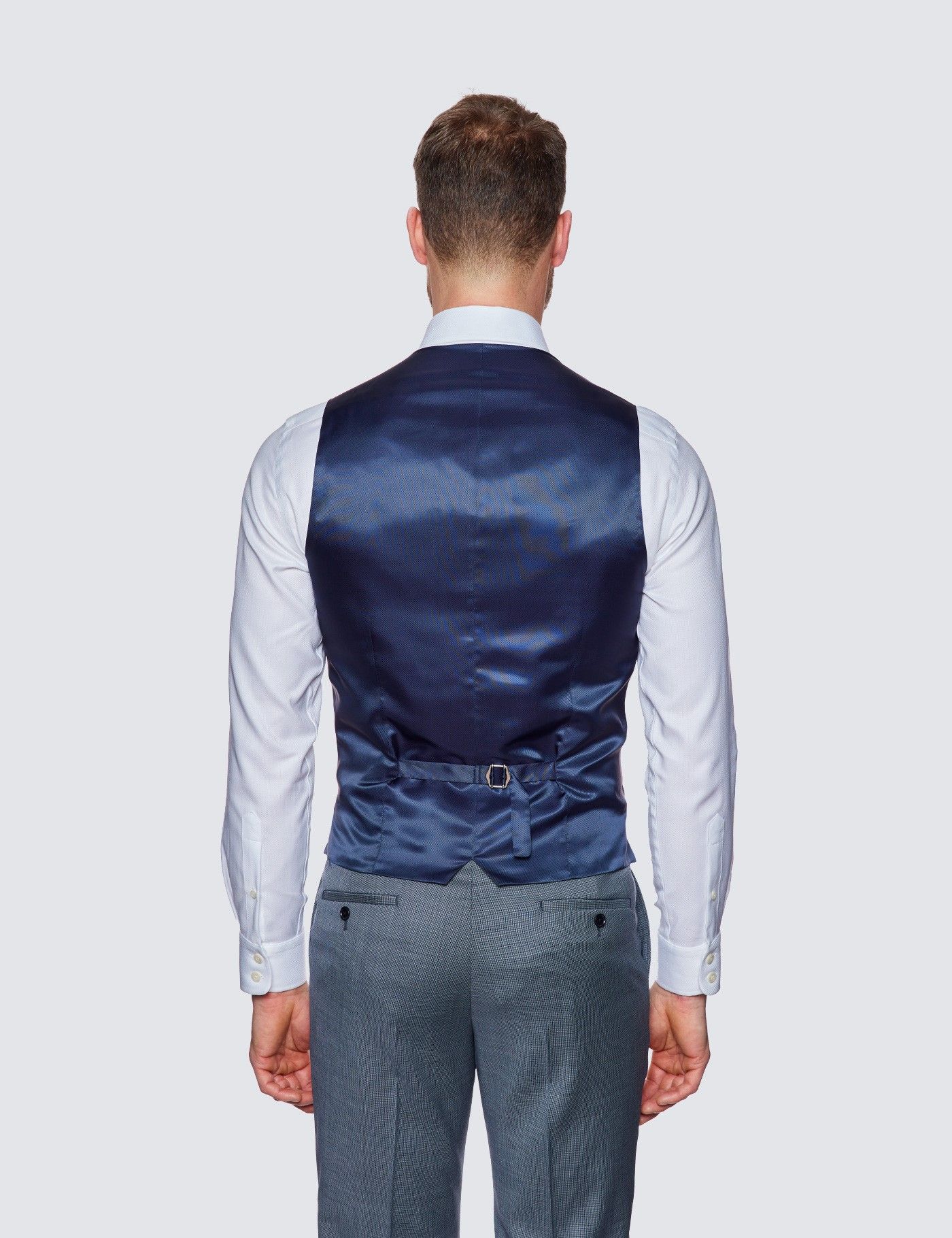 Slim Fit Light Blue Birdseye Vest-preview