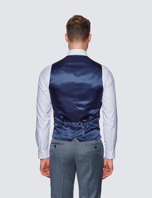 Men's Light Blue Birdseye Slim Fit Suit Waistcoat-preview
