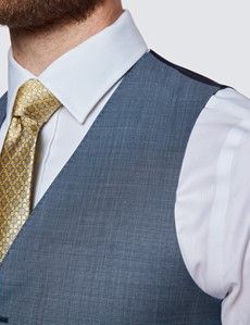 Slim Fit Light Blue Birdseye Vest-preview2