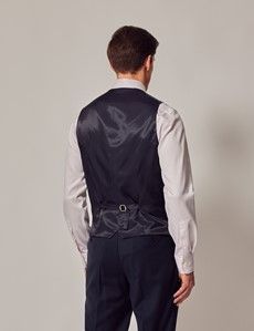 Navy Hopsack Slim Suit Vest-preview3