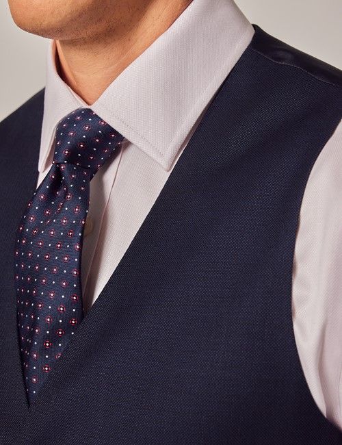 Navy Hopsack Slim Suit Vest-preview