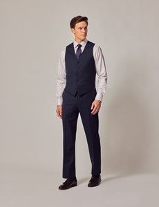 Navy Hopsack Slim Suit Vest-preview4
