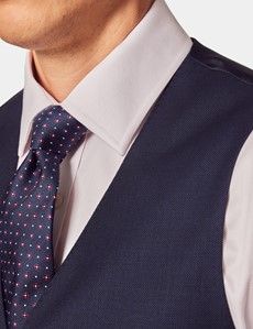 Navy Hopsack Slim Suit Vest-preview1