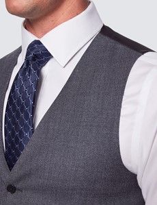 Men's Grey Birdseye Plain Slim Fit Waistcoat-preview1